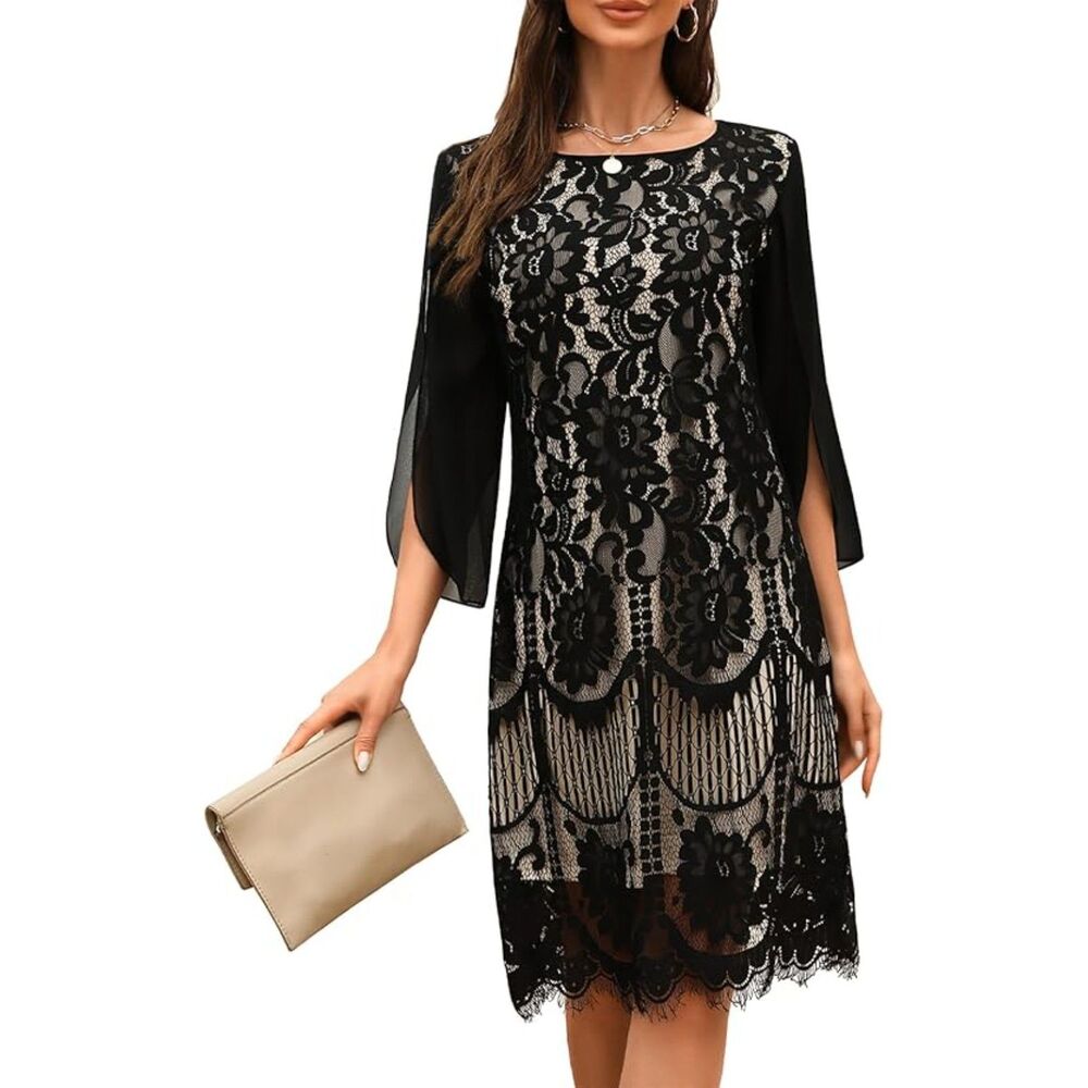 Lace Sequin Evening Dress, S, 2O-140D001